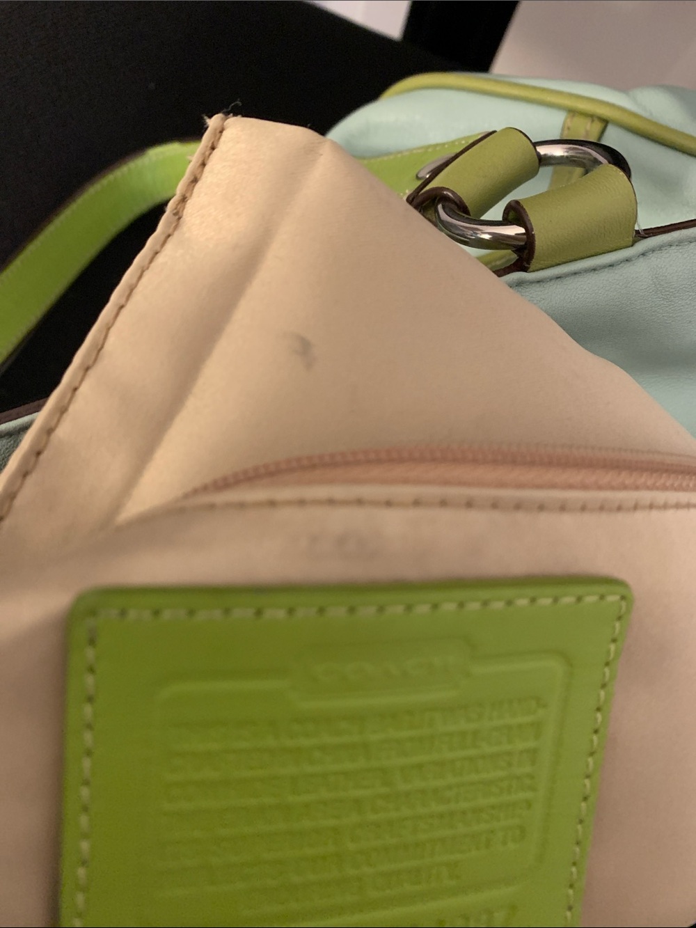 Sale ๐2010 Coach Laura Leather Carryall, in "Seafoam and Lime" - Picture 14 of 16